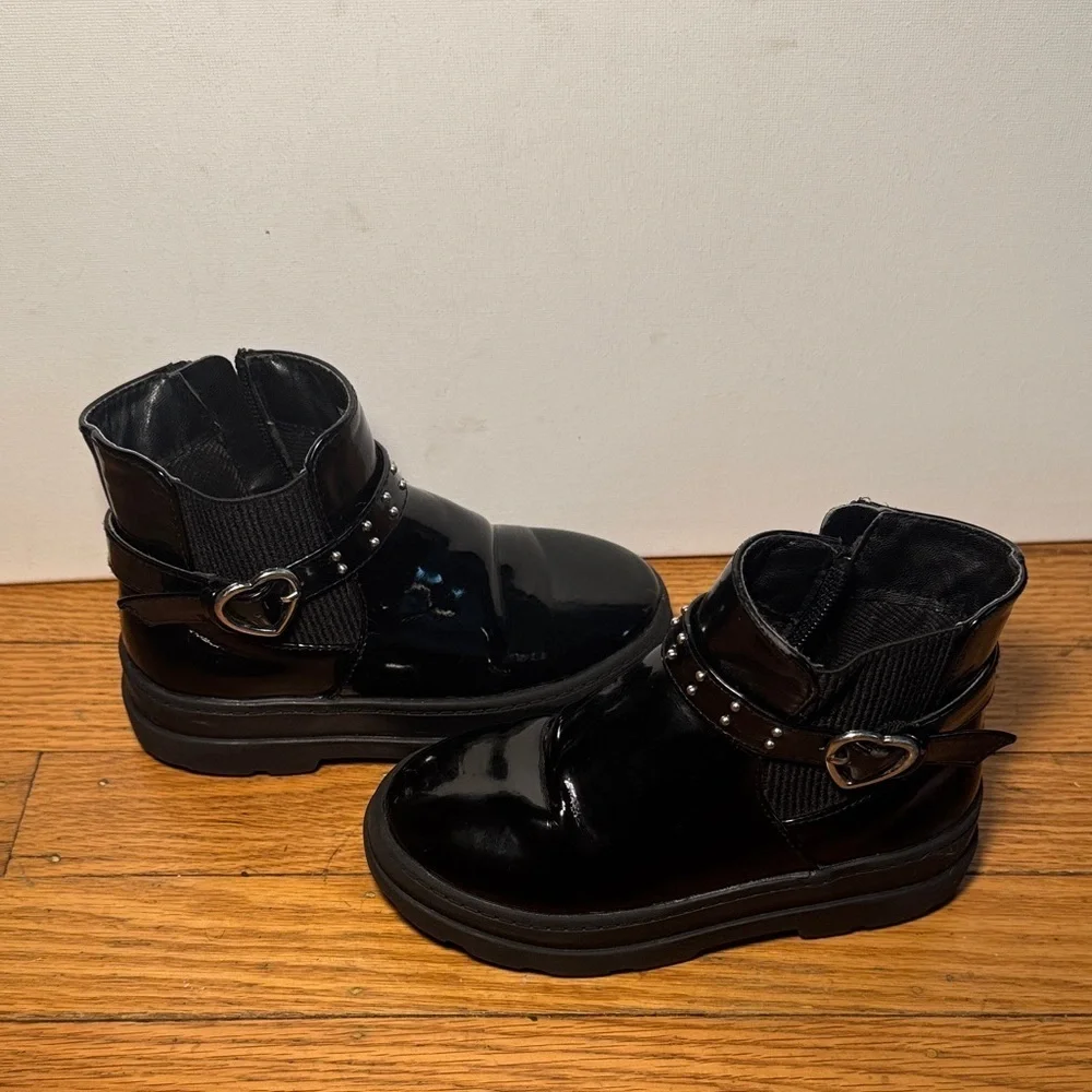 Sugar Black Kids Boots with Heart Accent